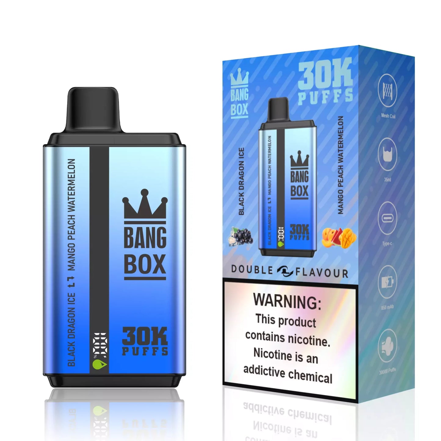 Bang box 30000 Puffs Double Flavour 5% Nicotine Rechargeable BOX - 10 pieces