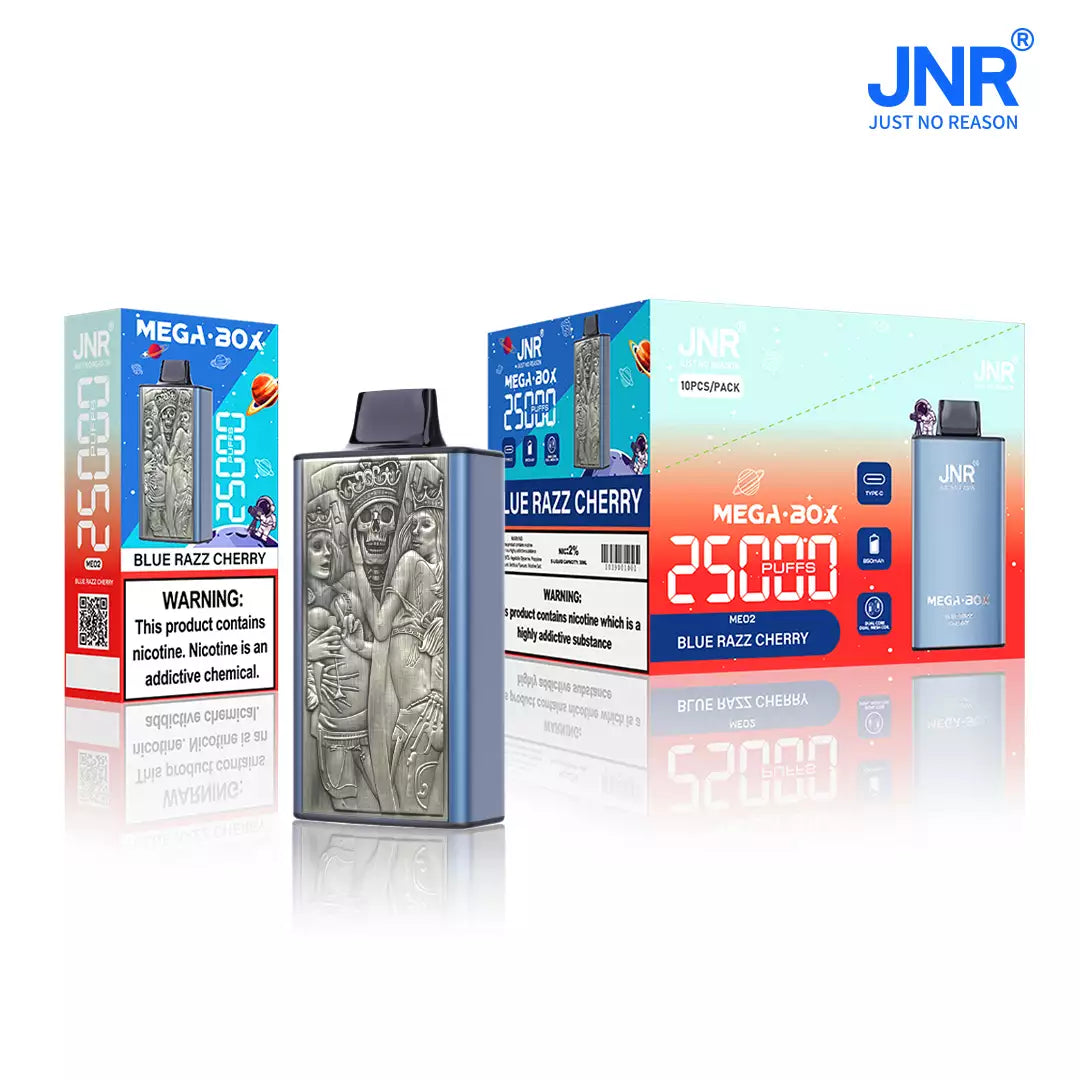 JNR Mega Box 25000 Puffs Dual Mesh 5% Nicotine Vapes, ONE BOX - 10 PIECES