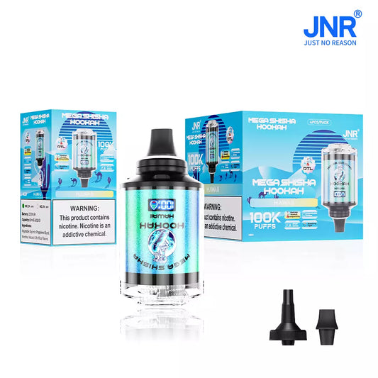 JNR Mega Shisha Hookah 100000 Puffs Digital Screen 100K 5%Nicotine Vapes ONE BOX - 10 PIECES