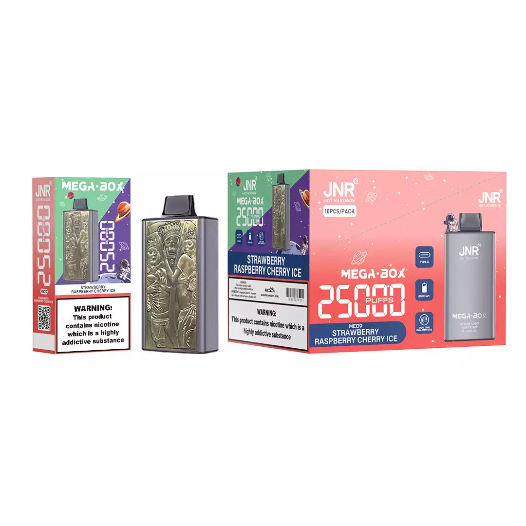 JNR Mega Box 25000 Puffs Dual Mesh 5% Nicotine Vapes, ONE BOX - 10 PIECES