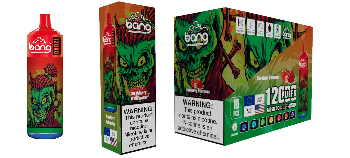 BANG 12000 Puffs 5% Nicotine Rechargeable Disposable BOX - 10 pieces