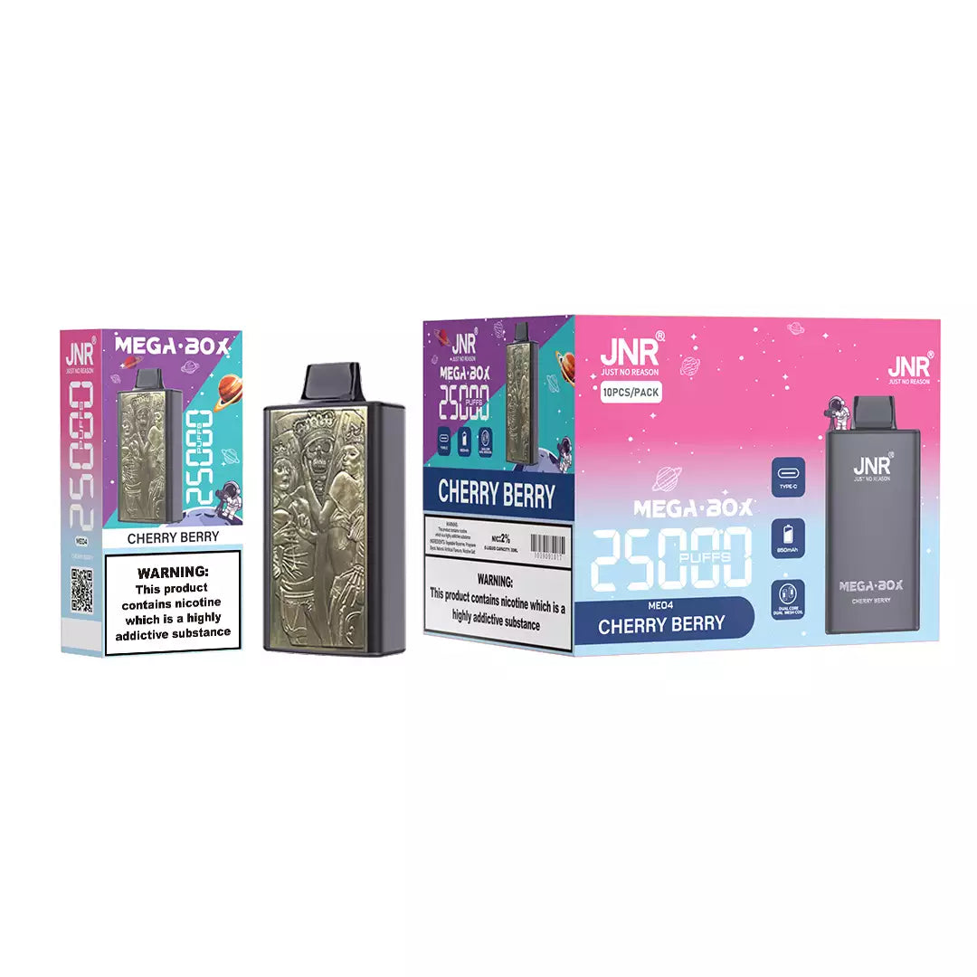 JNR Mega Box 25000 Puffs Dual Mesh 5% Nicotine Vapes, ONE BOX - 10 PIECES