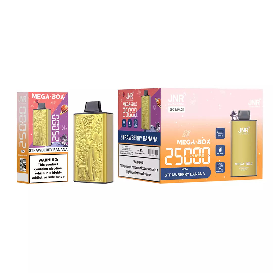 JNR Mega Box 25000 Puffs Dual Mesh 5% Nicotine Vapes, ONE BOX - 10 PIECES