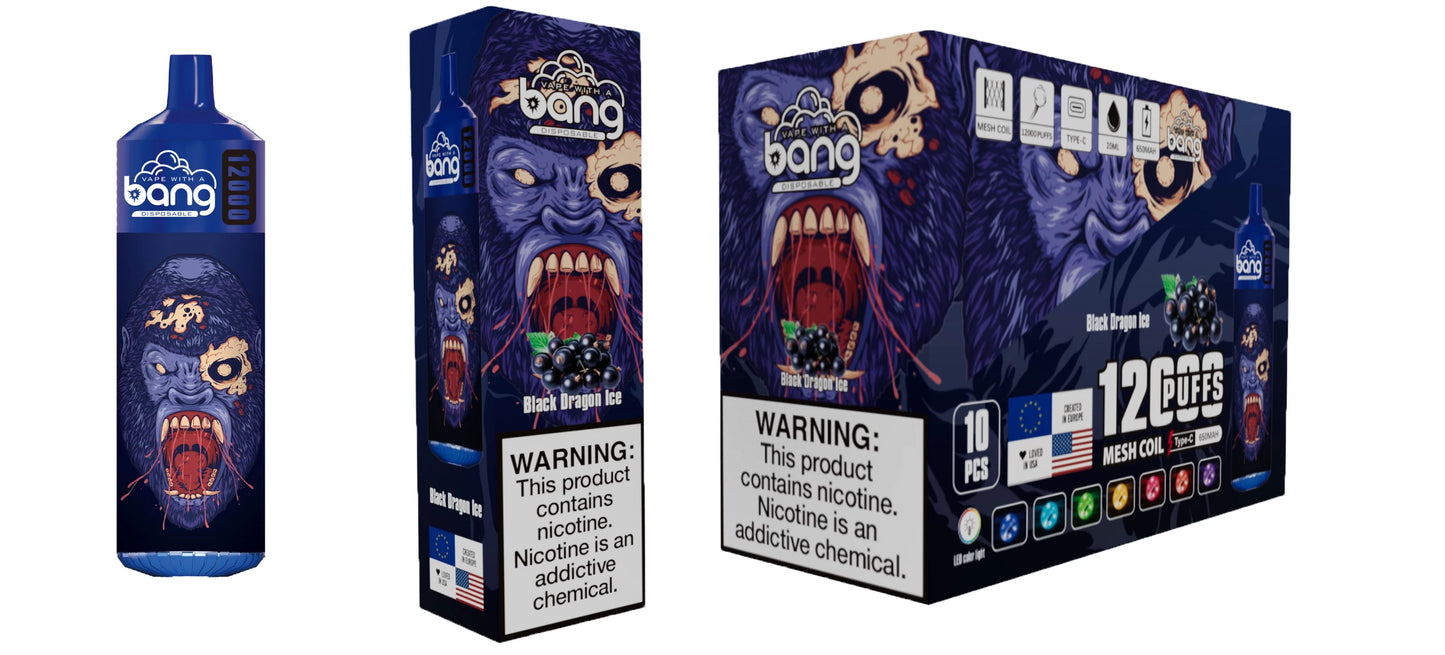 BANG 12000 Puffs 5% Nicotine Rechargeable Disposable BOX - 10 pieces